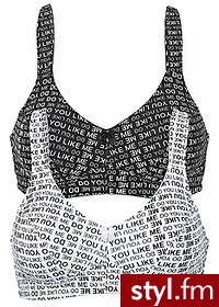 Bonprix Biustonosz (2 szt. w opak.) czarno-biały z nadrukiem 926121_391 - Biustonosze Bielizna Moda