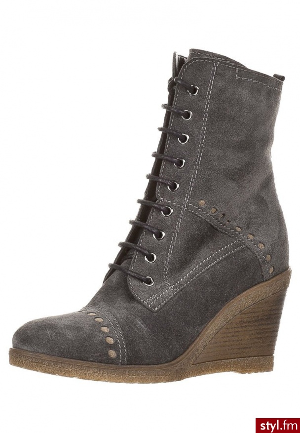 Pier One Botki na koturnie szary - Botki Buty Moda