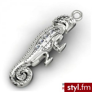 Charms kameleon z kamieniami Swarovski srebro 925 - Wisiorki Biżuteria Moda