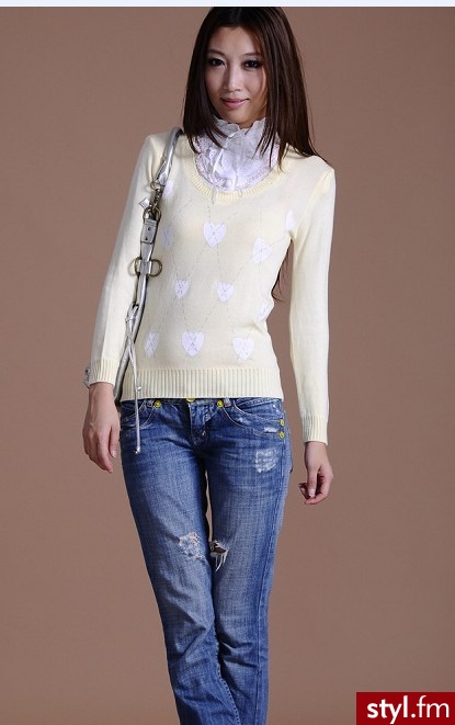 Japan Style Sweterek damski SW2391 Biały - Swetry Ciuchy Moda