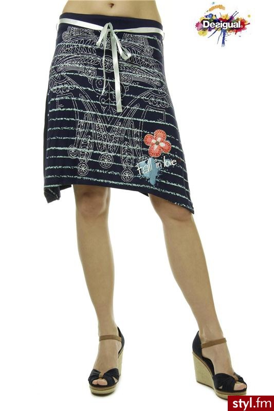 Desigual SKIRT KNEE BLUE - Pozostałe Spódnice Moda