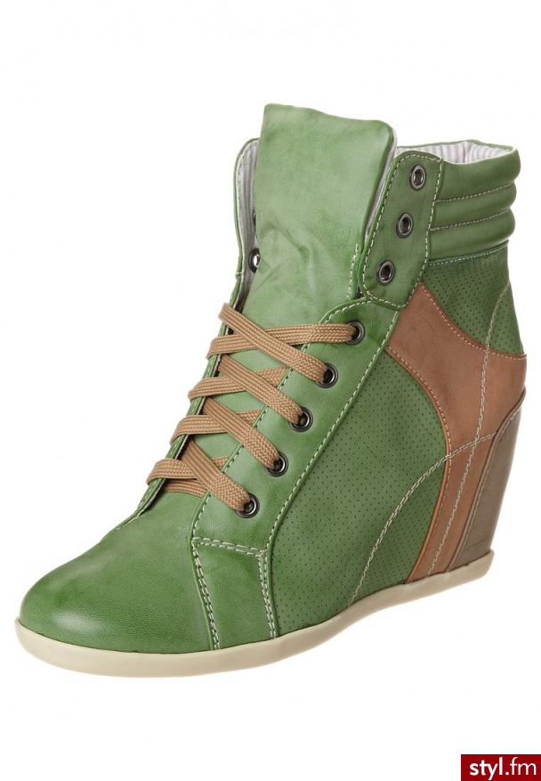 Anna Field Botki na koturnie zielony - Botki Buty Moda