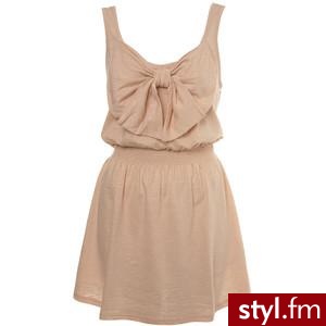 Nude Bow Front Dress - Miss Selfridge - Polyvore. Pobrano ze strony: http://www.polyvore.com/nude_bow_front_dress/thing?id=15925837 - Pozostałe Ciuchy Moda