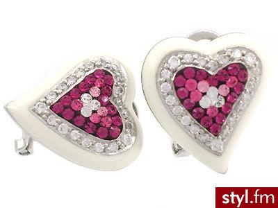 Słodkie kolczyki - serduszka, wysadzane kryształkami od Swarovskiego. Cena: $61 - Pozostałe Dodatki Moda