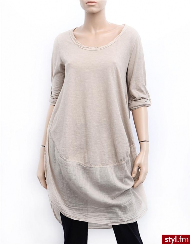 Unisono TUNIKA 45-6680L BEIG - Tuniki Ciuchy Moda