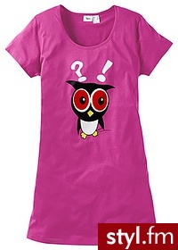 Bonprix Długi shirt fuksja z nadrukiem 935072_17074 - Piżamy Bielizna Moda