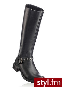 Bonprix Kozaki skórzane czarny 977230_25197 - Kozaki Buty Moda