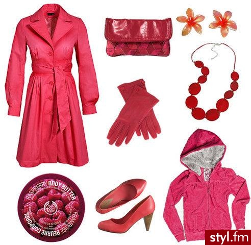 Trencz 199 zł, buty 119 zł, spinki kwiaty 9,90 zł H&M. Kopertówka 129 zł Esprit. Rękawiczki 79 zł Orsay, naszyjnik ok. 30 zł Bijou Brigitte, bluza z kapturem 89,90 zł Troll, malinowe masło do ciała 65 zł Body Shop - Pozostałe Ciuchy Moda