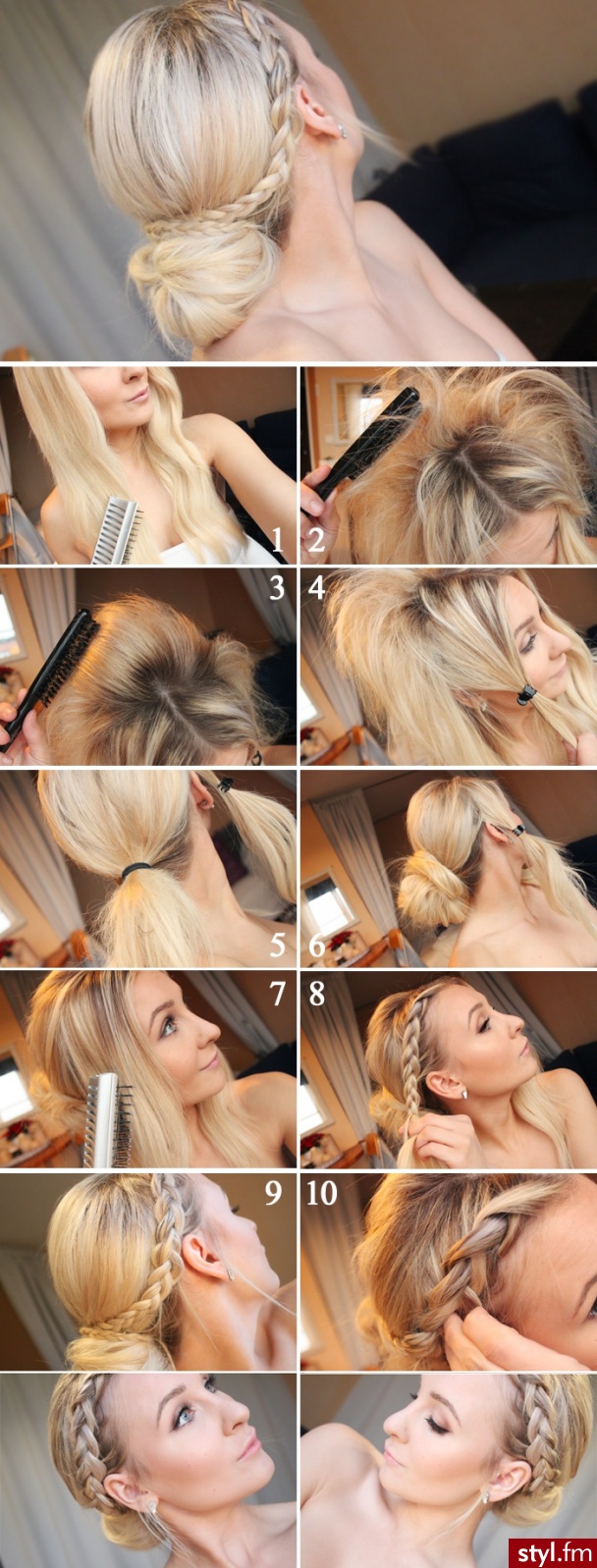 Blond Warkocze Proste Na co dzień Krótkie Fryzury