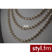 Pearl Line Klasyczny długi naszyjnik z białych pereł typu Round - Naszyjniki Biżuteria Moda