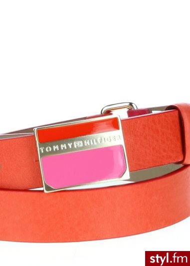 TOMMY HILFIGER Pasek fleur enamel czerwony fuksja - Paski Dodatki Moda
