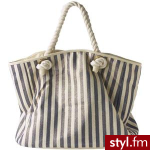 Dorothy Perkins - Blue/gold stripe beach bag - Polyvore. Pobrano ze strony: http://www.polyvore.com/dorothy_perkins_blue_gold_stripe/thing?id=1691532 - Pozostałe Torebki Moda