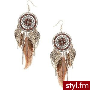 Brown feather/leaf earrings - Dorothy Perkins - Polyvore. Pobrano ze strony: http://www.polyvore.com/brown_feather_leaf_earrings/thing?id=31566174 - Pozostałe Dodatki Moda