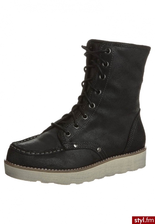 Buffalo Botki sznurowane czarny - Botki Buty Moda