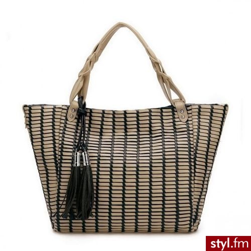 Just Star Wyplatany shopper brzoskwiniowy (170417-14) - Torebki na co dzień Torebki Moda