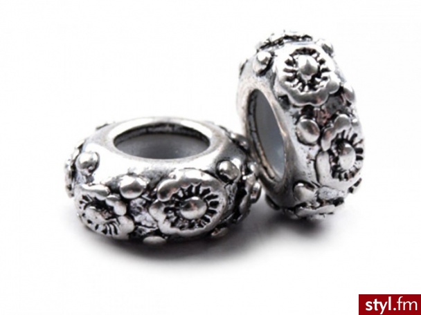 Korale metalowe 4x12mm - kwiaty - Korale Biżuteria Moda