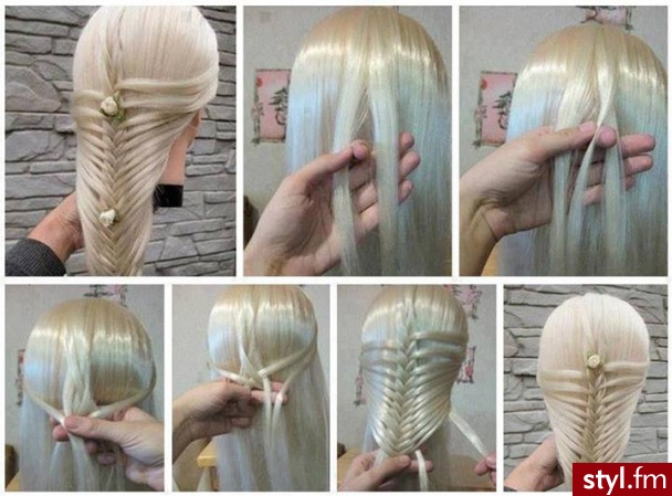 Blond Warkocze Proste Wieczorowe Długie Fryzury