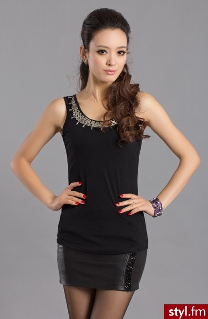 Japan Style Czarna bluzka, koszulka damska B3509 - Bluzki Ciuchy Moda