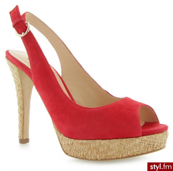 Guess CzÓŁENKA POLLIET SLING BACK SUEDE RED - Czółenka Buty Moda