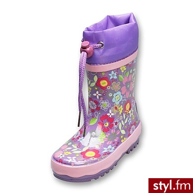 PLAYSHOES Kalosze lilowe w kwiatuszki fioletowy - Kalosze Buty Moda