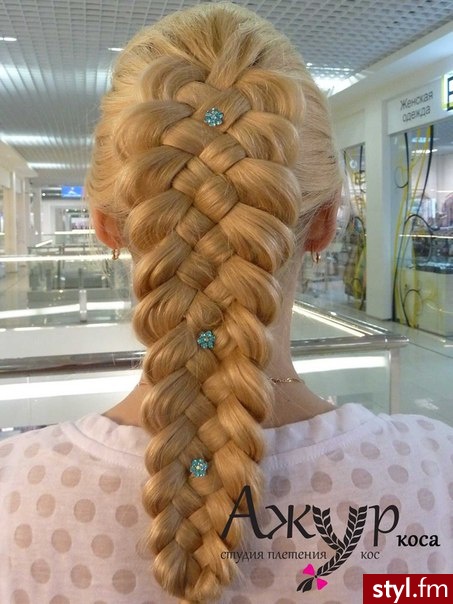 Blond Warkocze Proste Ślubne Długie Fryzury