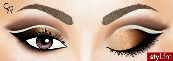 Podwójne uderzenie kobiecości - double cut crease. Taki precyzyjny efekt na powiece uzyskamy tuszem do kresek w pisaku – Precision Liner od Golden Rose. Wygodna precyzyjna końcówka oraz szybkoschnąca gwarantują błyskawiczne uzyskanie kociego looku. - Makijaże