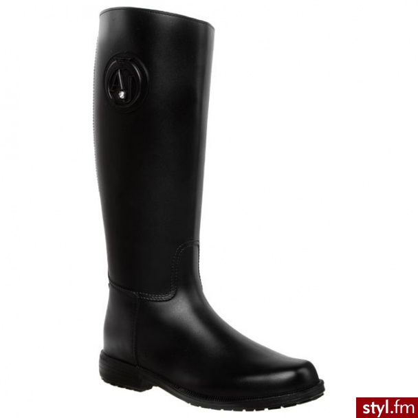 Armani Jeans Kalosze 055A2 Y5 Nero 12 Czarny (Nero) 12 - Kalosze Buty Moda