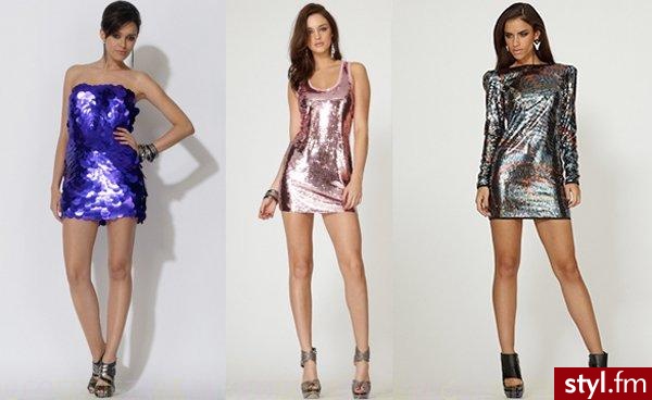CEKINY -sukienki marki River Island na karnawał 2009. fioletowa ok. 600 zł, różowa ok. 120 zł, z szerokimi ramionami ok. 250 zł - Pozostałe Ciuchy Moda