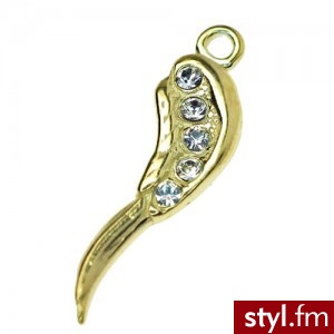 Charms skrzydło z kamieniami Swarovski srebro 925 pozłacane - Wisiorki Biżuteria Moda