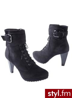 Lace-up heeled boots - Black - Promod. Pobrano ze strony: http://www.promod.co.uk/footwear/boots---ankle-boots/lace-up-heeled-boots-black-R1290028001.html?UO=ATD - Pozostałe Buty Moda
