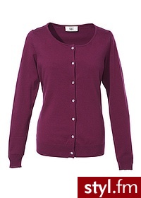 Bonprix Sweter rozpinany jeżynowy 952503_11981 - Swetry Ciuchy Moda