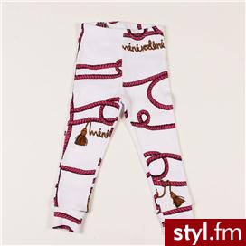 Mini Rodini MINI RODINI Legginsy białe w różowe liny - Leginsy Spodnie Moda