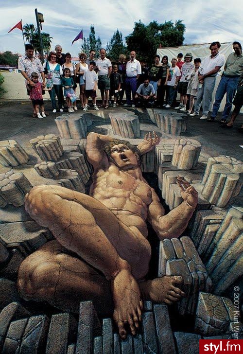 Street Art, czyli iluzja malowana kredkami - Misz-masz