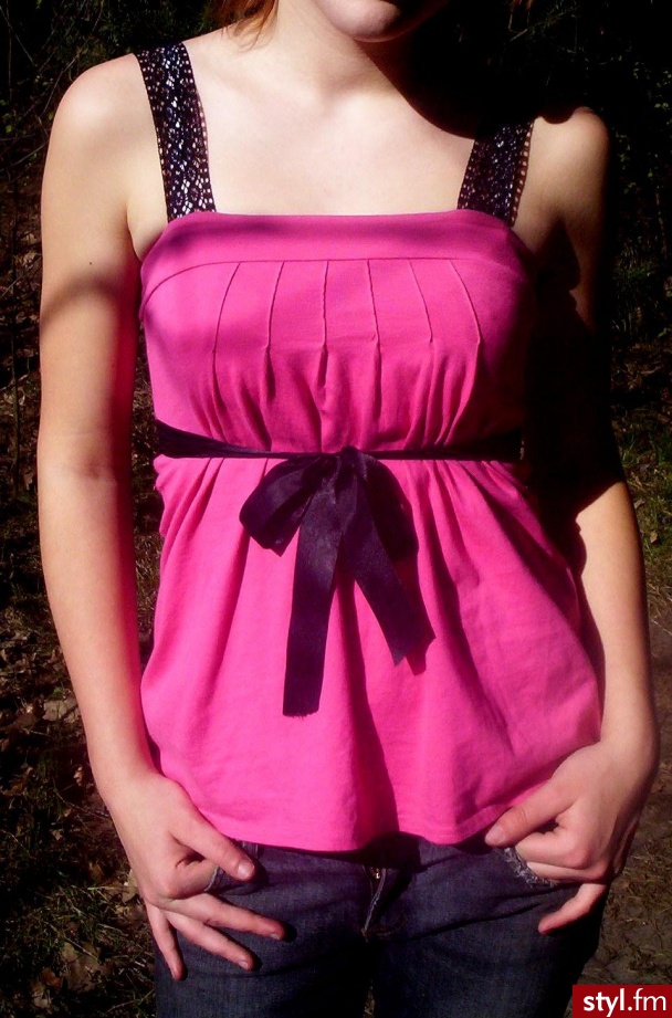 ze wstążeczką.. pink & black - Pozostałe Ciuchy Moda