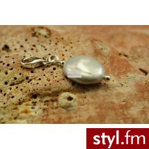 Pearl Line zawieszka Charms ze srebrnej perły typu  Coin - Wisiorki Biżuteria Moda