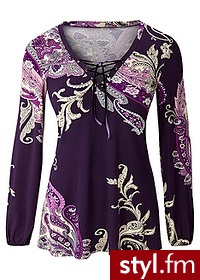 Bonprix Tunika fioletowo-kolorowy 915558_3287 Odcienie fioletu - Tuniki Ciuchy Moda