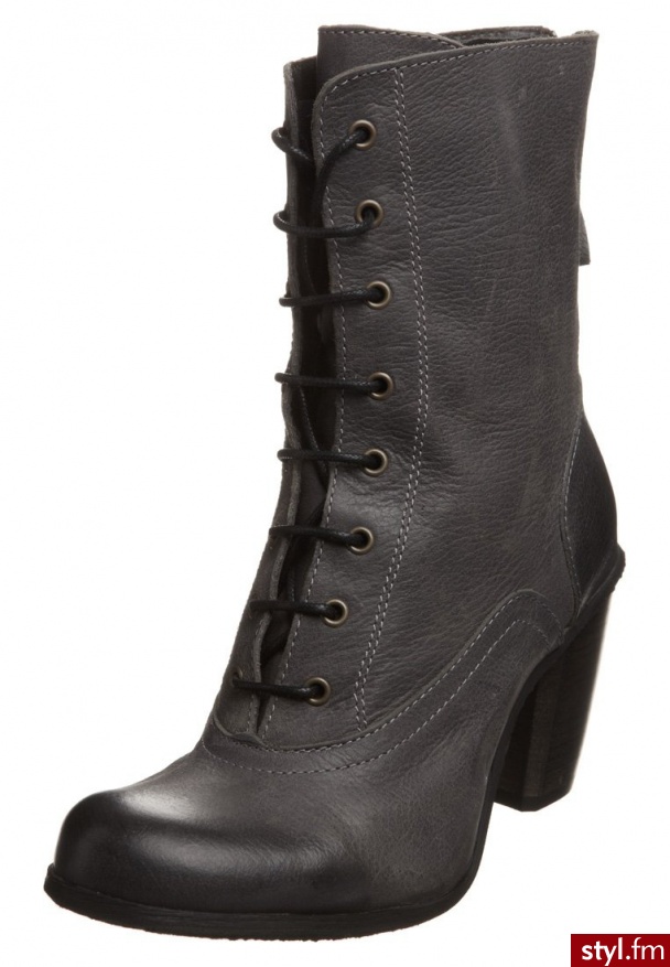 Taupage Botki sznurowane szary - Botki Buty Moda