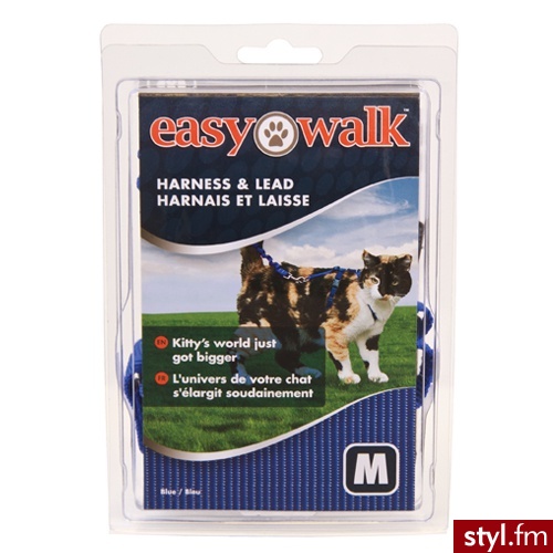 Niebieska smycz dla kota w rozmiarze M - marka EasyWalk - Psy Zwierzaki