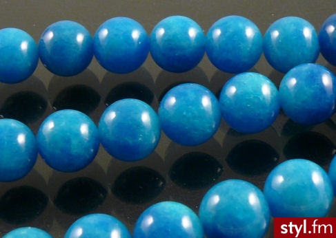 Koral Naturalny Jadeit dobarw. Kula 12mm Niebieska - Korale Biżuteria Moda
