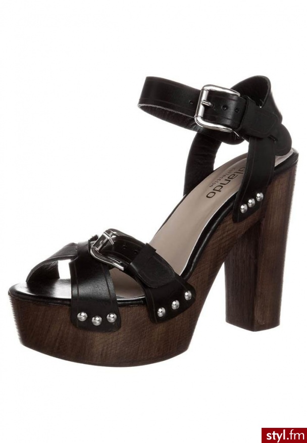 zalando Collection Sandały na obcasie czarny (F-1472) - Sandały Buty Moda