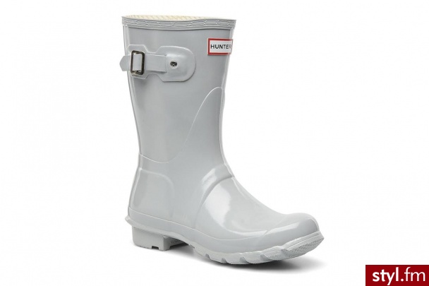 Hunter Półbuty i botki Original Short Gloss W (Szary) - Botki Buty Moda