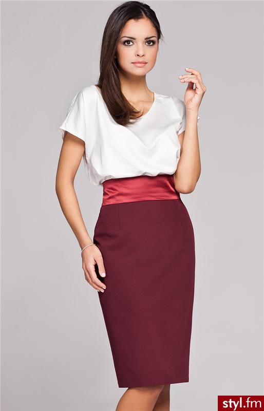Figl Spódnica M160 (bordowy) - Pozostałe Spódnice Moda
