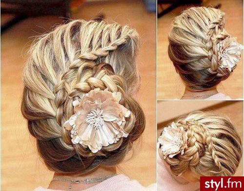 Blond Warkocze Proste Wieczorowe Długie Fryzury