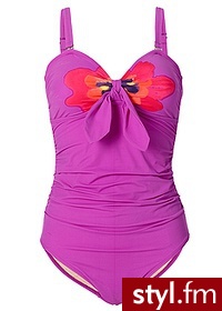 Bonprix Kostium kąpielowy wyszczuplający fioletowy 961149_19143 - Na plażę Bielizna Moda