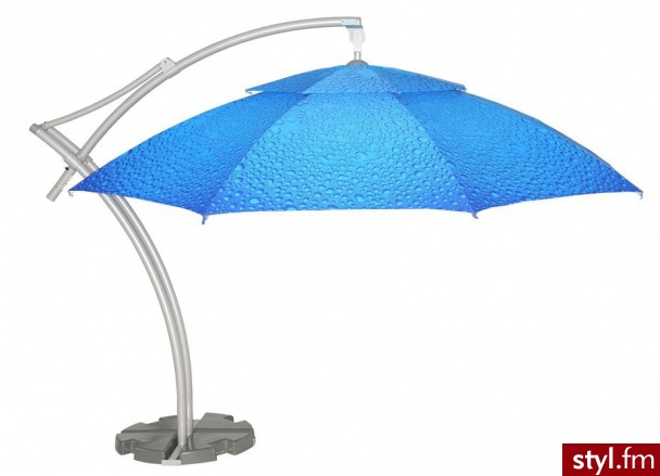 Litex Parasol Ibiza Okrągły o Średnicy 4,2m Bąbelki Niebieskie Komplet z Podstawą I Oświetleniem - Parasole Dodatki Moda