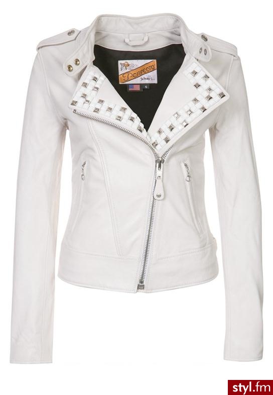 Schott NYC Kurtka skórzana biały (LCW3606) - Kurtki Okrycia Moda