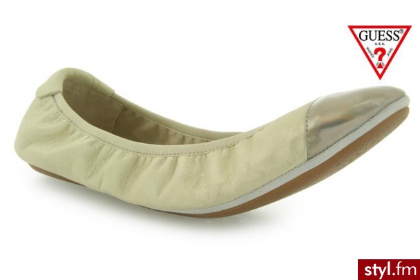 Guess BAYLA2 LEATHER BALLERINA MILK - Balerinki Buty Moda