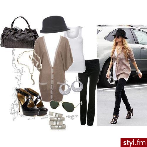Spodnie - charlotterusse.com
Sweter - missselfridge.com
Koszulka - allsaintshop.co.uk
Kapelusz - missselfridge.com
Buty - heels.com
Naszyjnik - topshop.com
Torba - aldoshoes.com
Kolczyki - aldoshoes.com
Okulary - oli.co.uk
Bransoletki - net-a-por - Styler