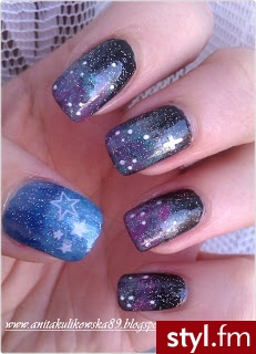 Sky vs galaxy :) - Kwadratowe Stempelki Naturalne Paznokcie