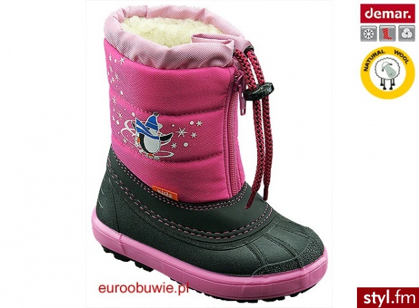 Demar Obuwie Dziecięce Śniegowce Dm-1502-B - Różowe - Pozostałe Buty Moda